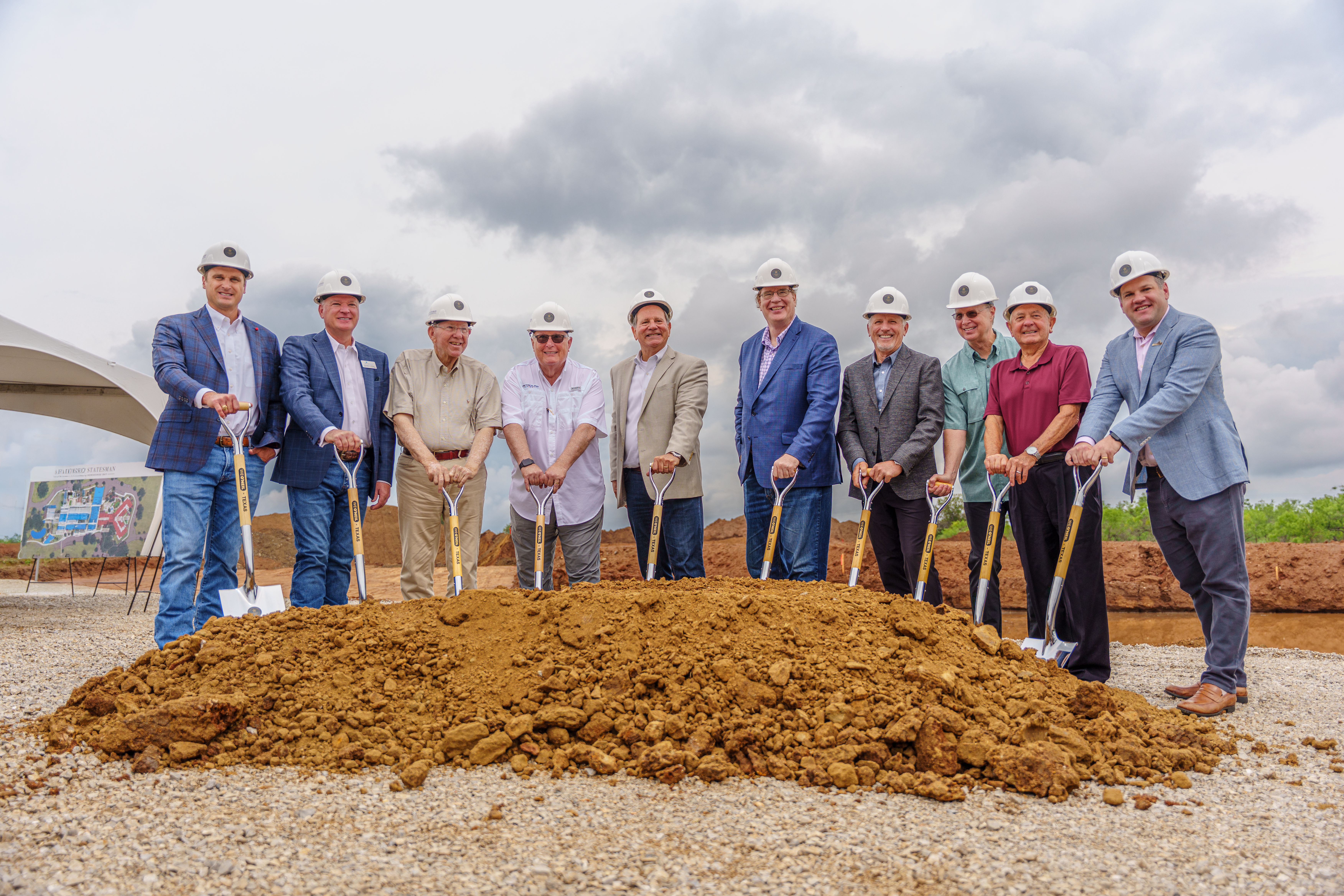 The Statesman at Horseshoe Bay groundbreaking ceremony — leadership team with ceremonial shovels